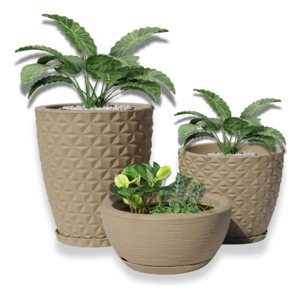 Vasos Para Plantas Decorativo Polietileno Kit 3 Unidades