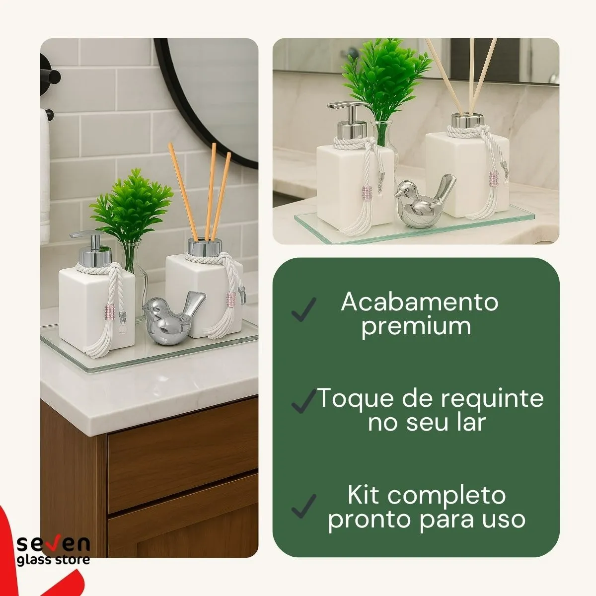 Kit Lavabo Saboneteira E Aromatizador De Ambiente C/ Bandeja - Imagem 2