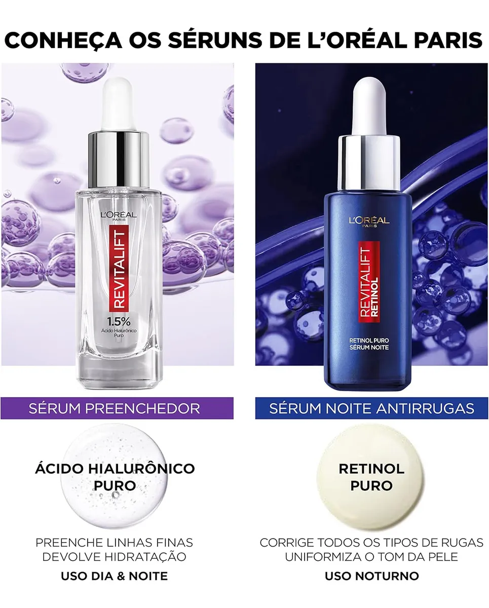 Sérum Facial noturno Revitalift Com Retinol Puro Antirrugas Com 30ml L'Oréal - Imagem 4