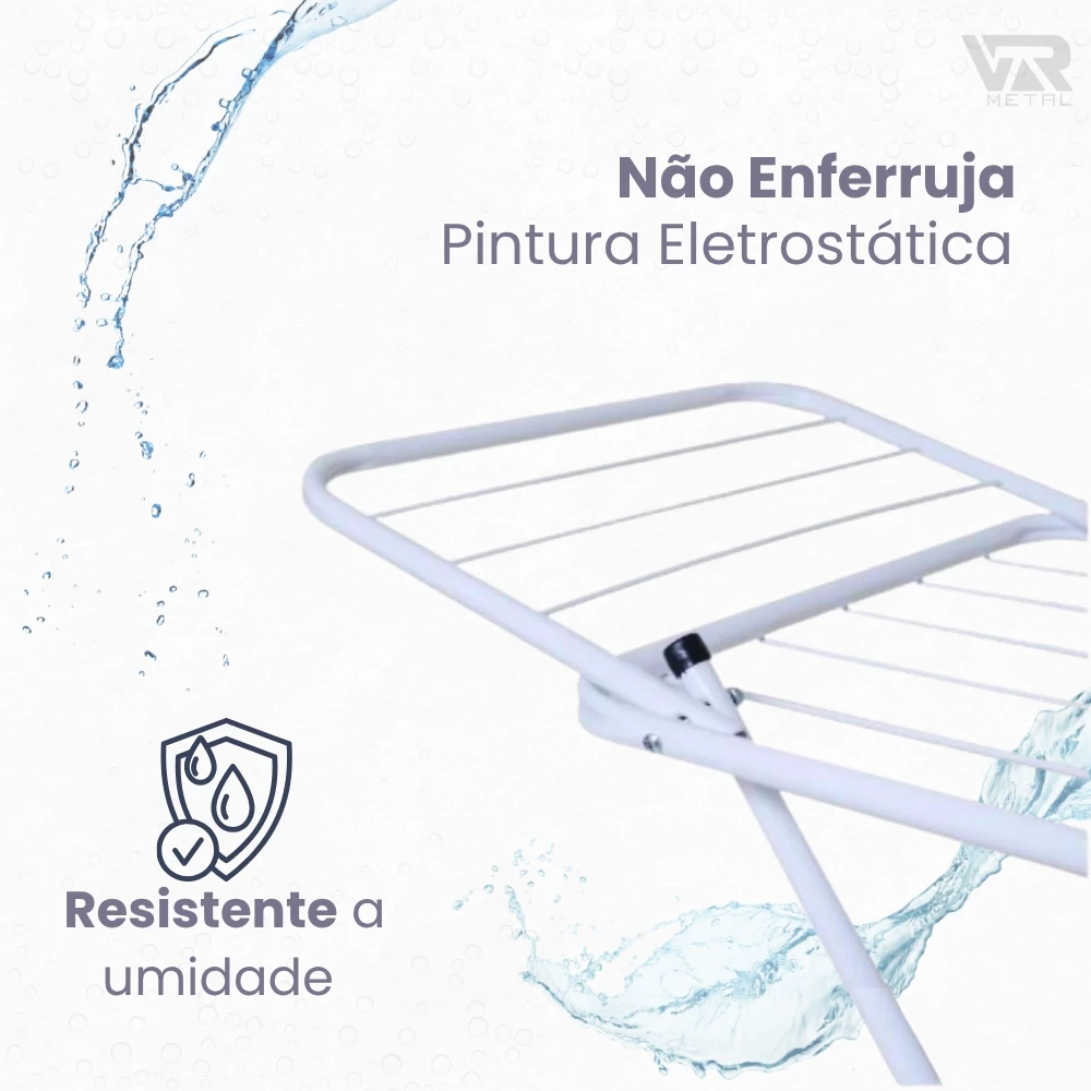 Varal Dobrável de Chão com Abas | Super Leve, Reforçado Ideal para Apartamento - Imagem 3